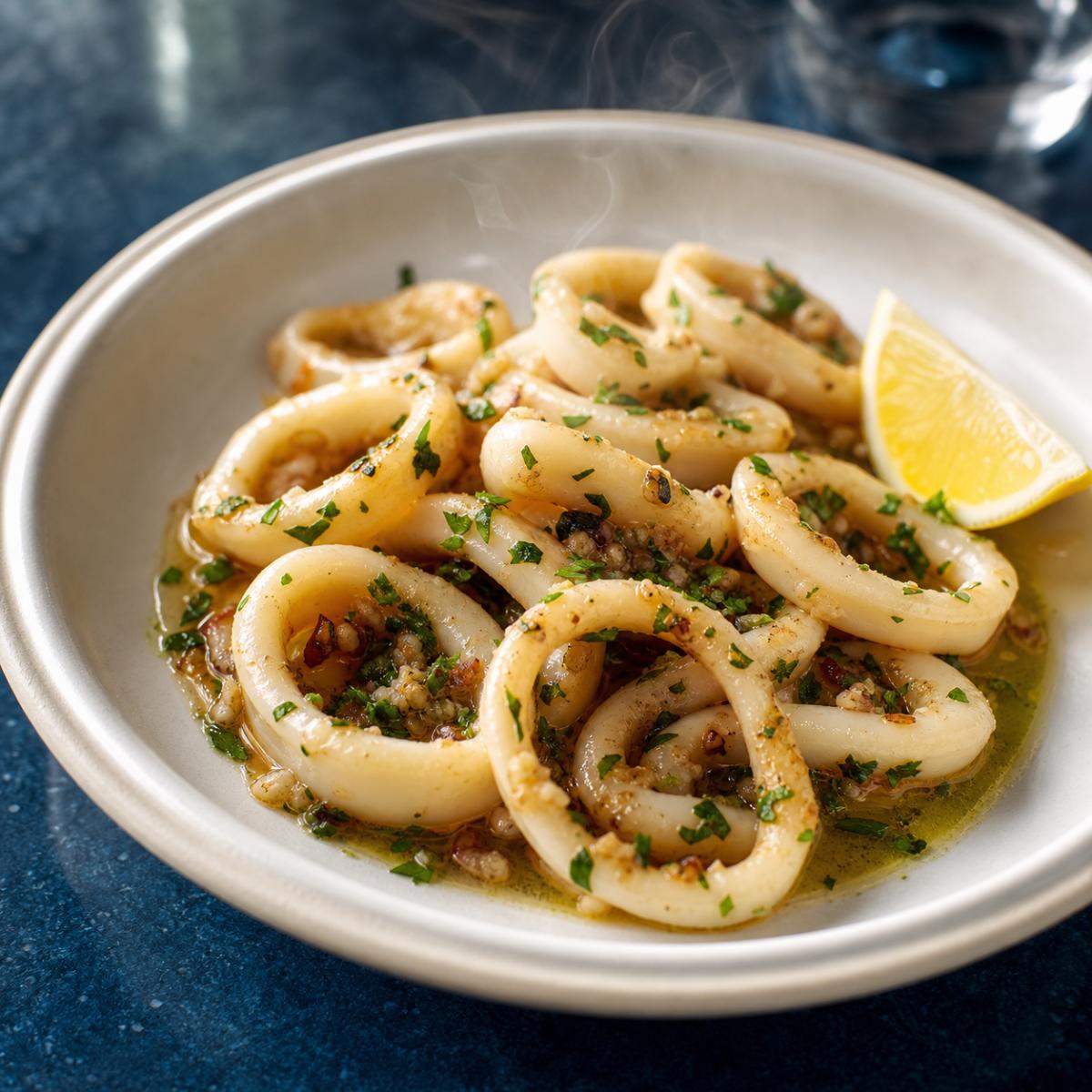 Calamares a la provenzal con vino blanco